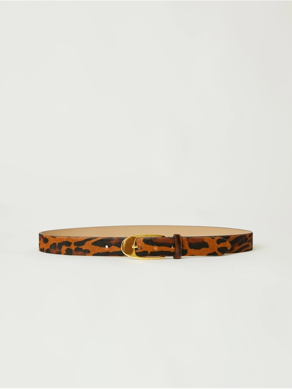 B-Low the Belt Leopard Print Skinny Belt with Gold Buckle